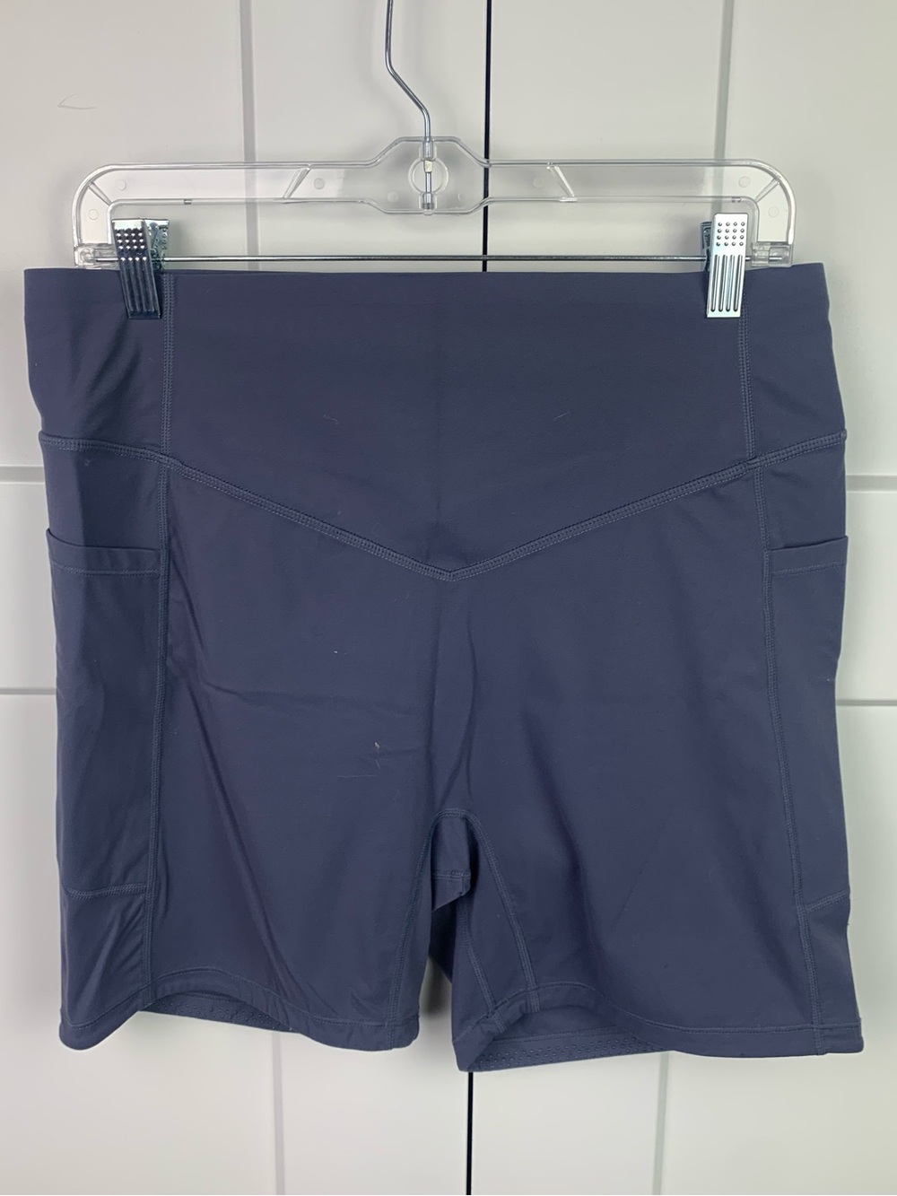 Halara UltraSculpt Scrunch Butt High Rise Biker Shorts Pockets XL Blue Workout